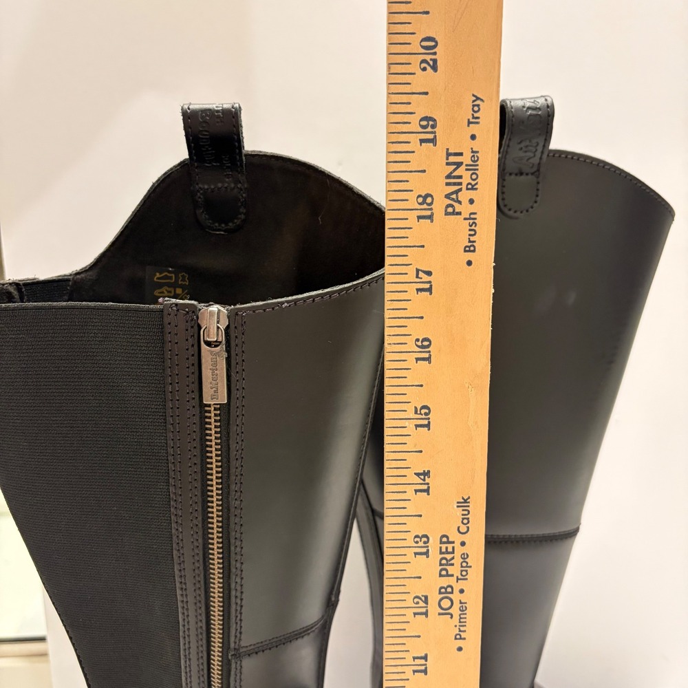 Dr. Martens Amaayah Hi Black Leather Square Toe Platform Knee High Boots Women 8 - Picture 12 of 12
